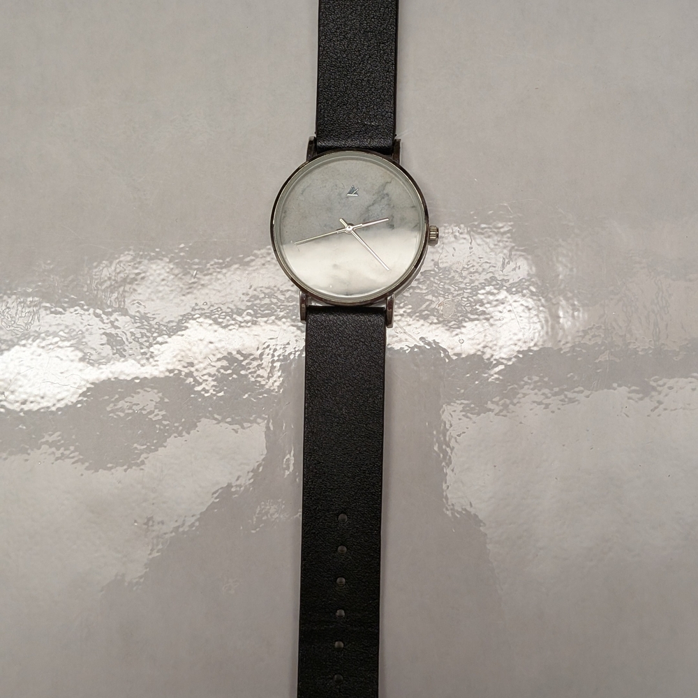 Black Leather Strap Watch